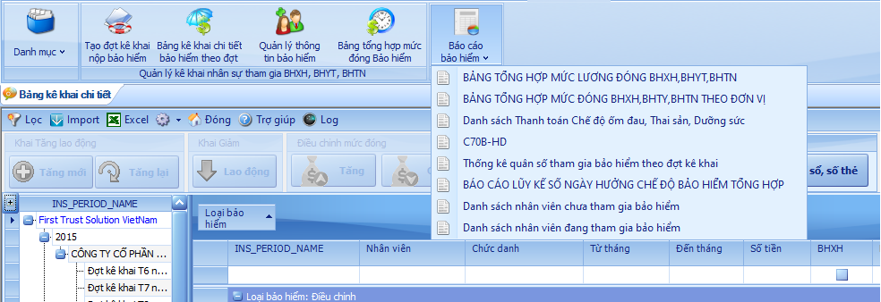 Giao diện quản lý trên phần mềm