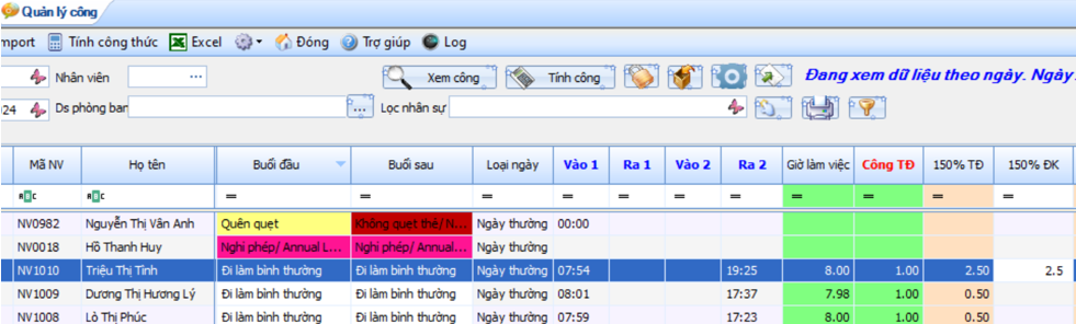 Quản lý chấm công chi tiết rõ ràng trên phần mềm nhân sự FTSHRM